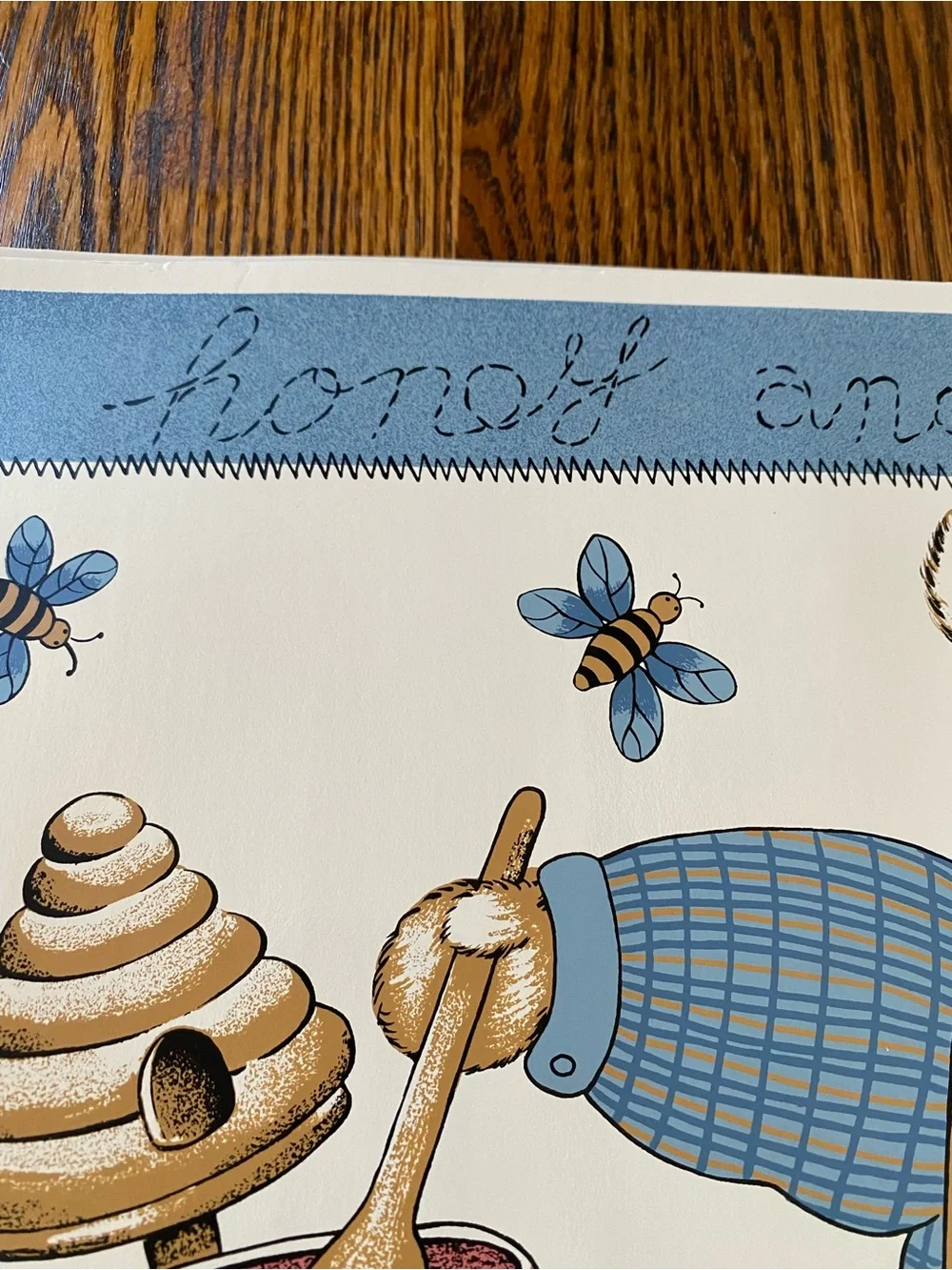 Vintage 1980s 90s 4 Vinyl Placemats Honey and Bees Teddy Bear Country Kitchen